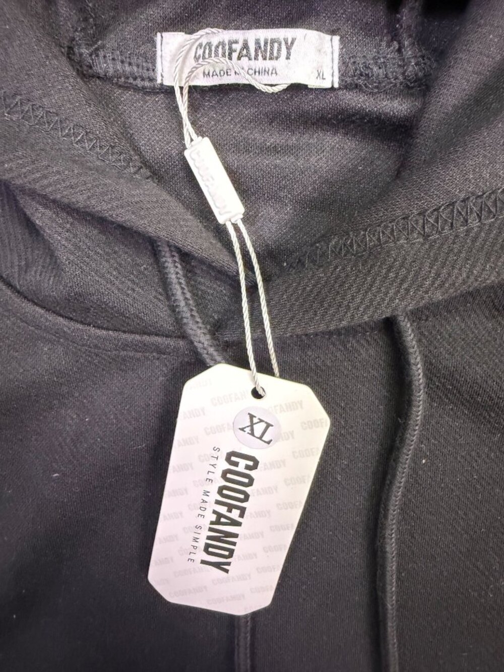 Coofandy Mens Black Hoodie Casual Lightweight Pullover With Pockets Sz XL - Picture 4 of 7